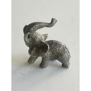Elephant, Trunk Up, Deckled, Pewter, Statue, Miniature, Game Piece, Statuette, V